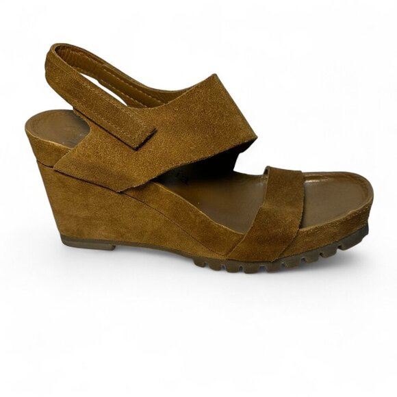 PEDRO GARCIA Jouri Platform Suede Wedge Sandals, Tan, EU 37.5, NWOB - Picture 10 of 13